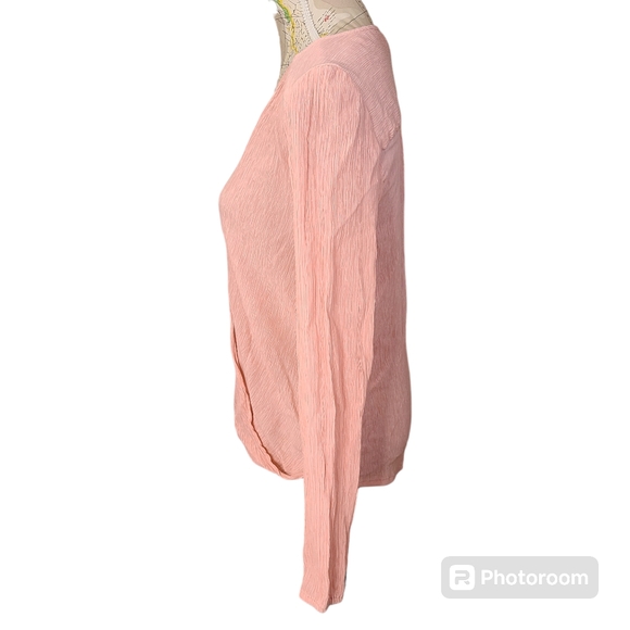 Dress Up Pastel Pink Crinkle Gauze Blouse Size Medium Bohemian Lightweight Top - Picture 3 of 11